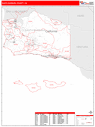 Santa Barbara County, CA Digital Map Red Line Style